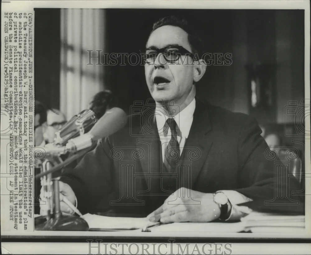 1967 Press Photo Joseph W. Barr, Undersecretary of the Treasury