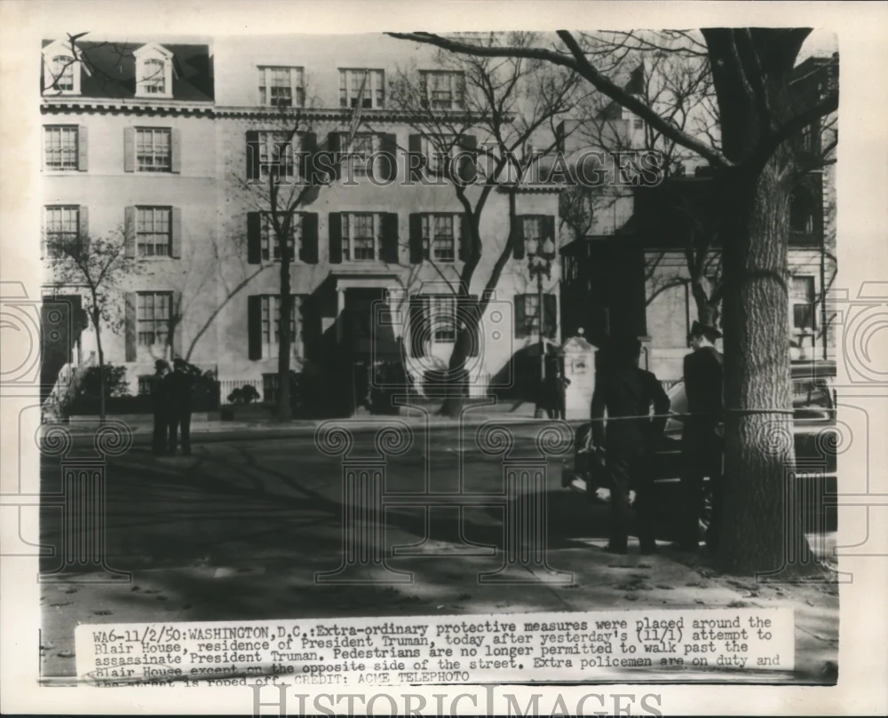 1950 Press Photo Protective measures placed around residence of President Truman