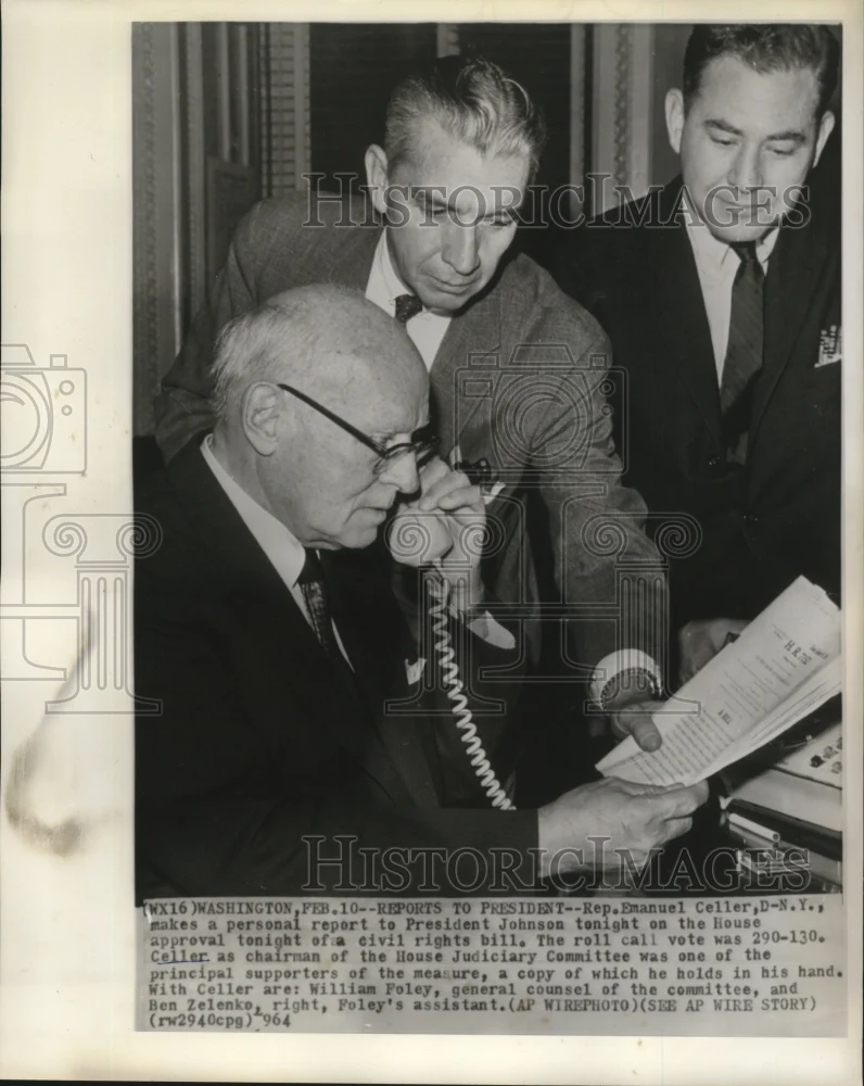 1964 Press Photo Representative Emanuel Celler, Democrat-New York with Others