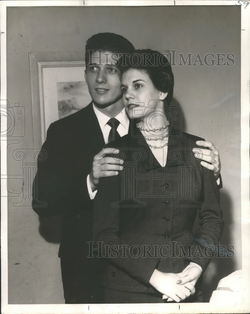 1955 Press Photo Stanley Duplantis and Kathryn Copponex in Wedding Breakfast