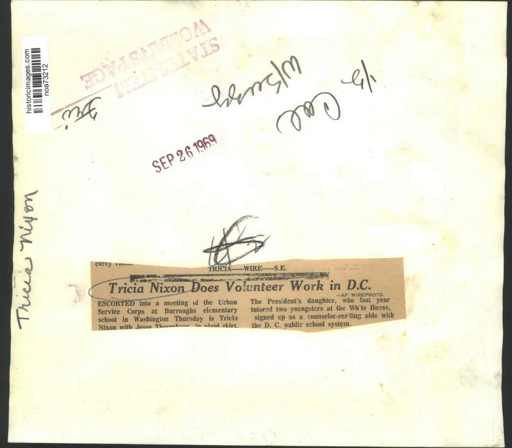 1969 Press Photo Tricia Nixon Jesse Thornborg at Urban Service Corps - noa73212 - Image 2