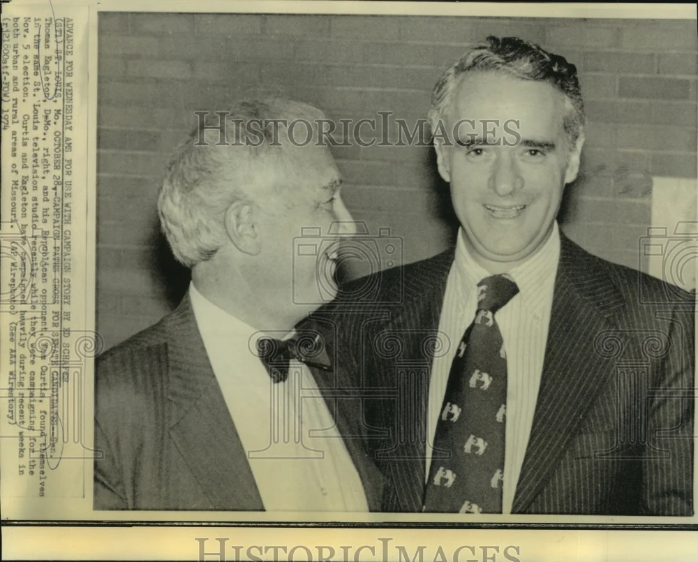1974 Press Photo Senator Thomas Eagleton and his opponent Tom Curtin.