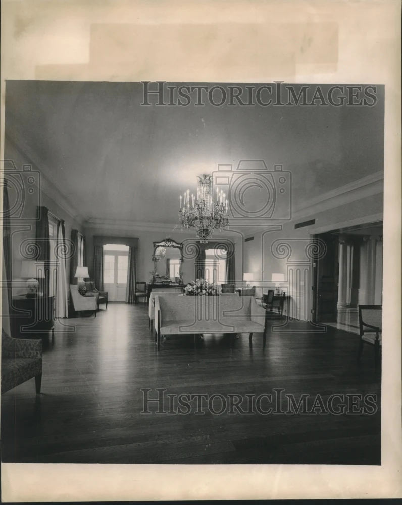 1963 Press Photo Living room of New Governor's Mansion in Baton Rouge