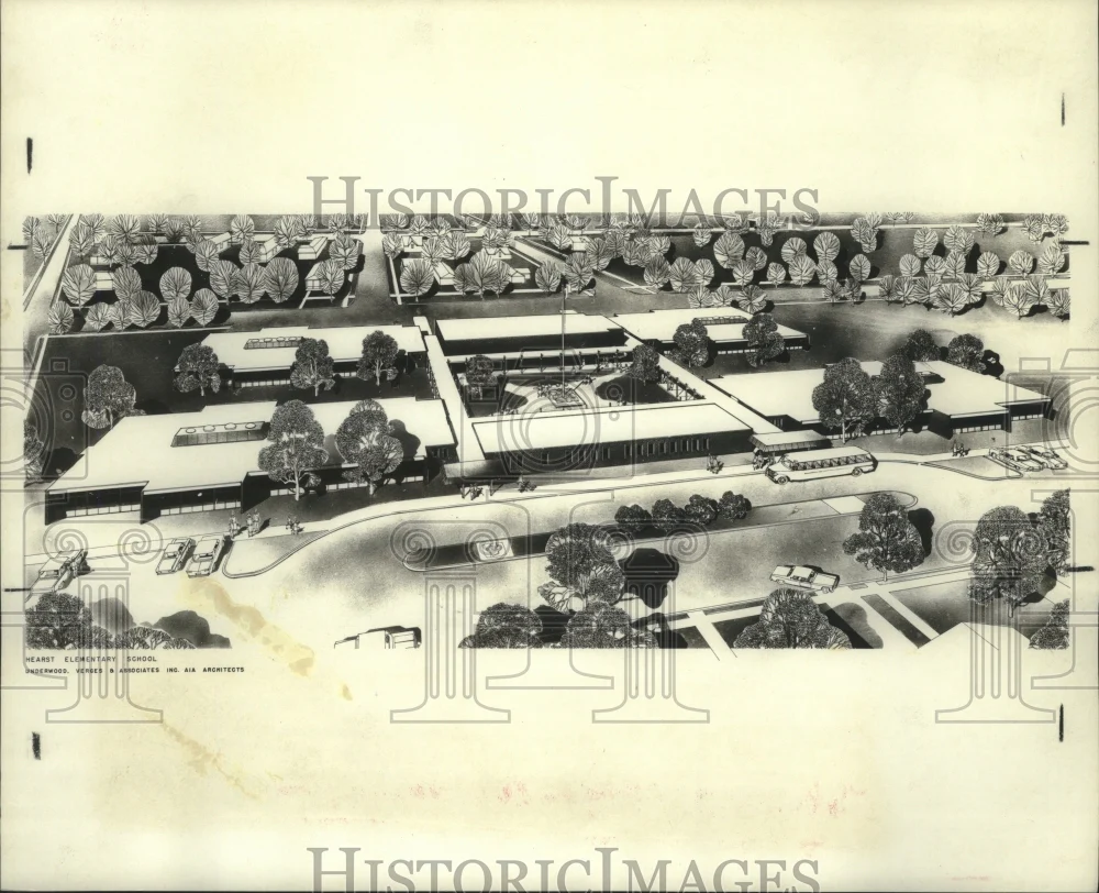 1966 Press Photo Design for Phoebe Hearst Elementary School in Metairie