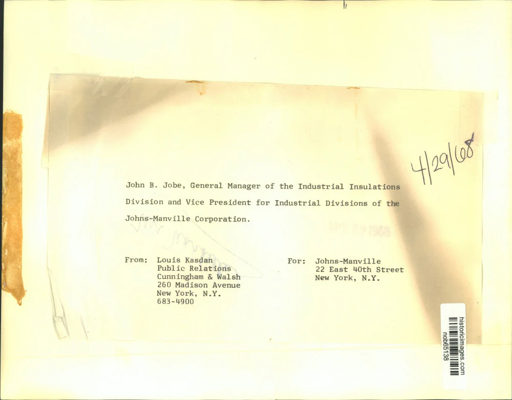 1960 Press Photo John B. Jobe, General Manager of Industrial Insulation Division - Image 2