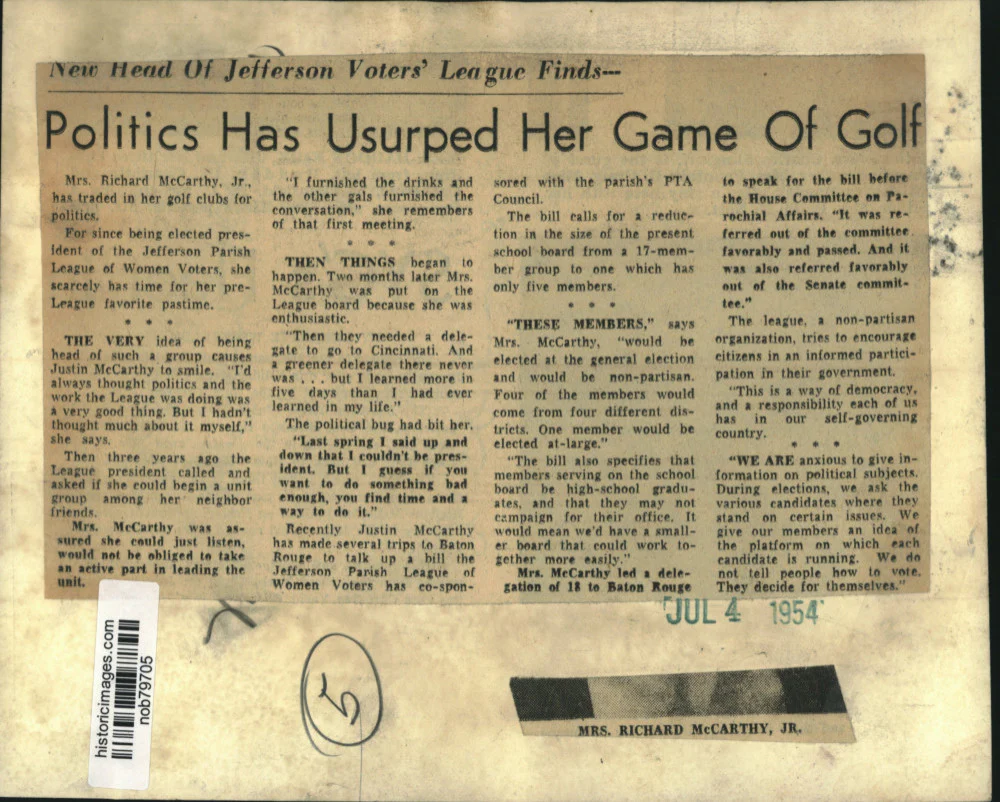 1954 Press Photo Mrs. Richard McCarthy Jr. of Jefferson League of Women Voters - Image 2