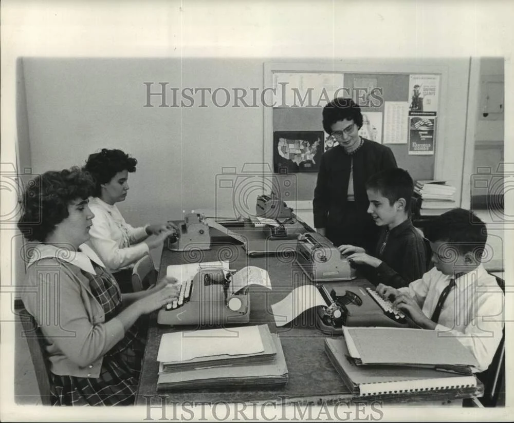 1962 Press Photo Mrs. Ethel Lods guides student at McMain Junior High School