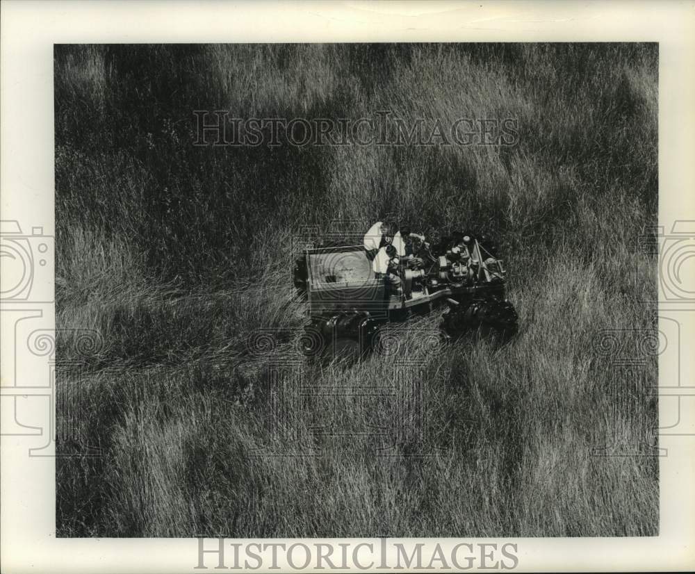 1966 Press Photo Marsh Buggy moving through tall grass - nob90466