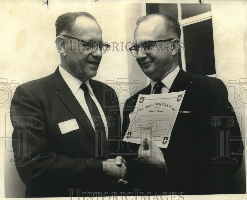 1971 Press Photo Erich Messmer Honored By Swiss Society Of New Orleans
