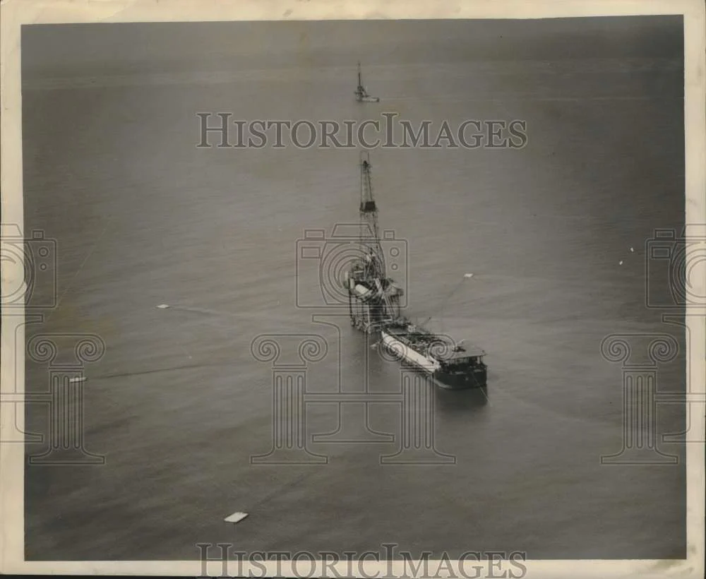 1960 Press Photo CATCO Offshore oil platform in Louisiana west delta - noc01171