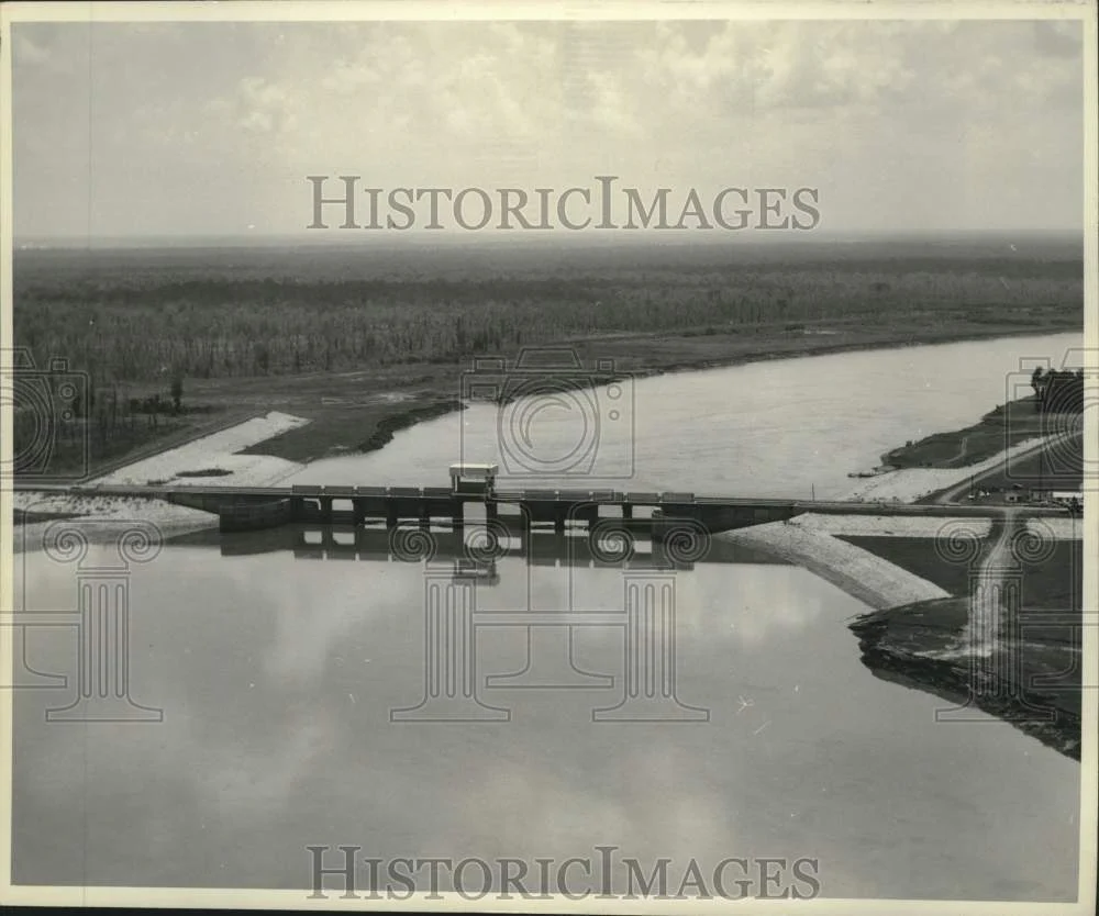 1962 Press Photo View of construction of Old River Control on Mississippi River