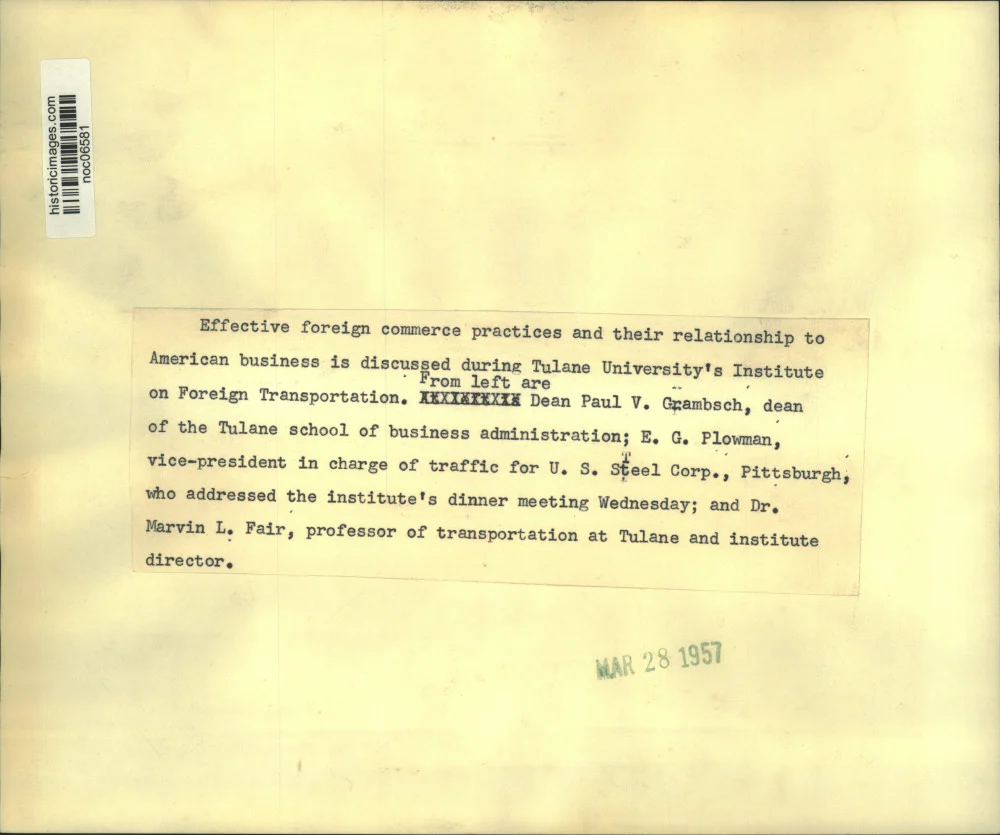 1957 Press Photo E.G. Plowman and company meet at Tulane University - noc06581 - Image 2