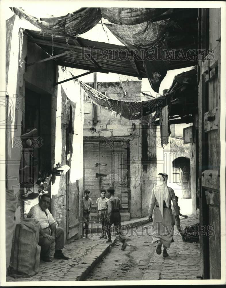 1971 Press Photo The 2 1/2' gutters down a center path for donkeys in Nazareth.