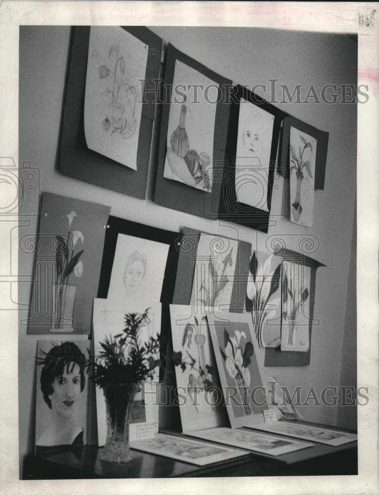 1968 Press Photo Complete Art on Walls of St. Anna's Recreation Rooms