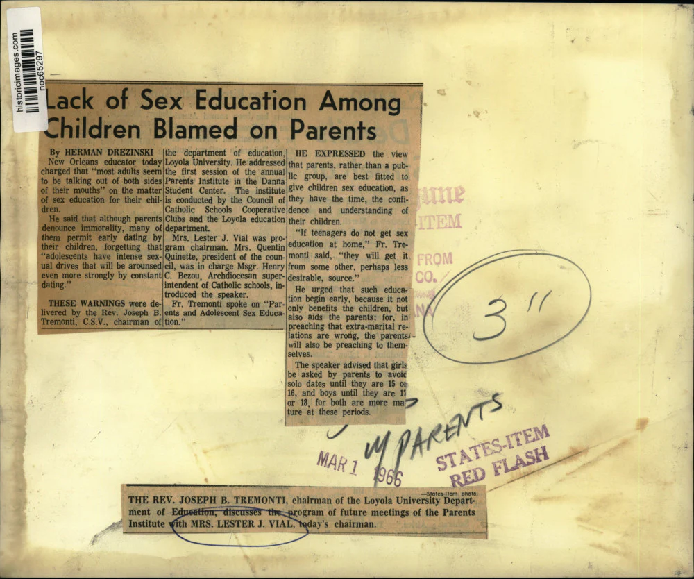 1966 Press Photo Reverend Tremonti discusses Parents Institute with Mrs. Vial. - Image 2