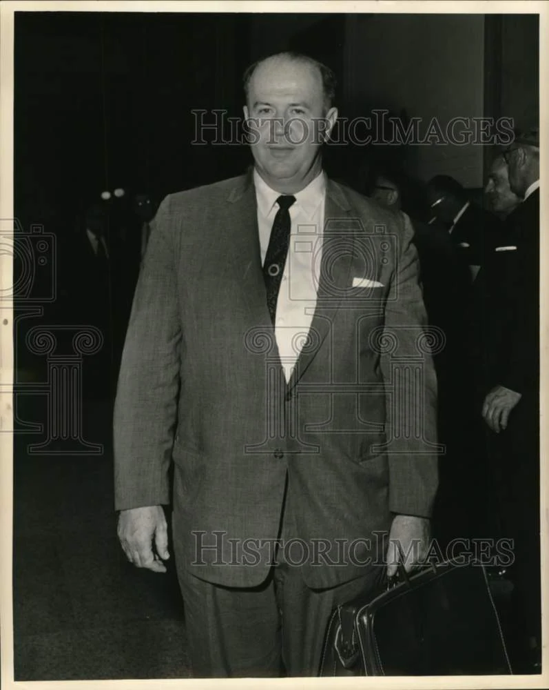 1961 Press Photo Ford Stinson after conference - noc66700