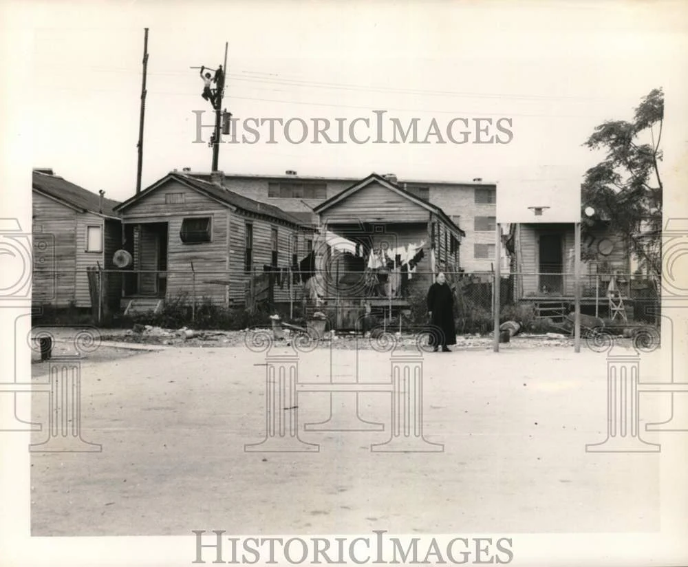 1956 Press Photo Dilapidated home in New Orleans Slums at St. Monica