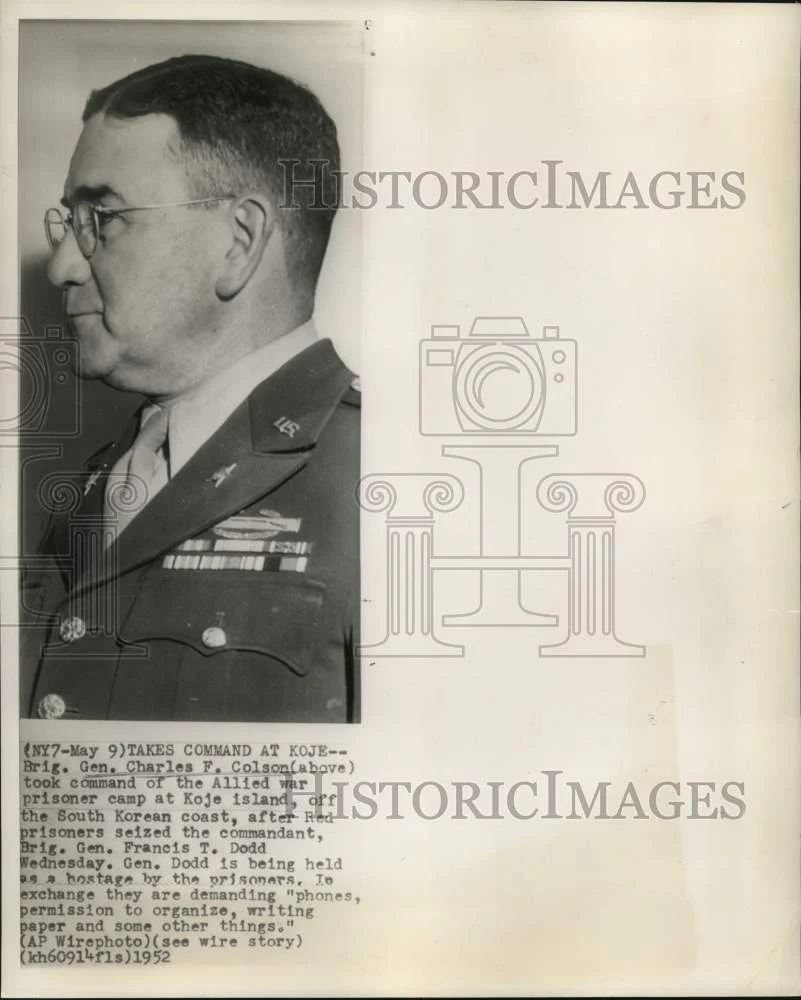 1952 Press Photo Brigadier General Charles Colson took command of Koje POW camp