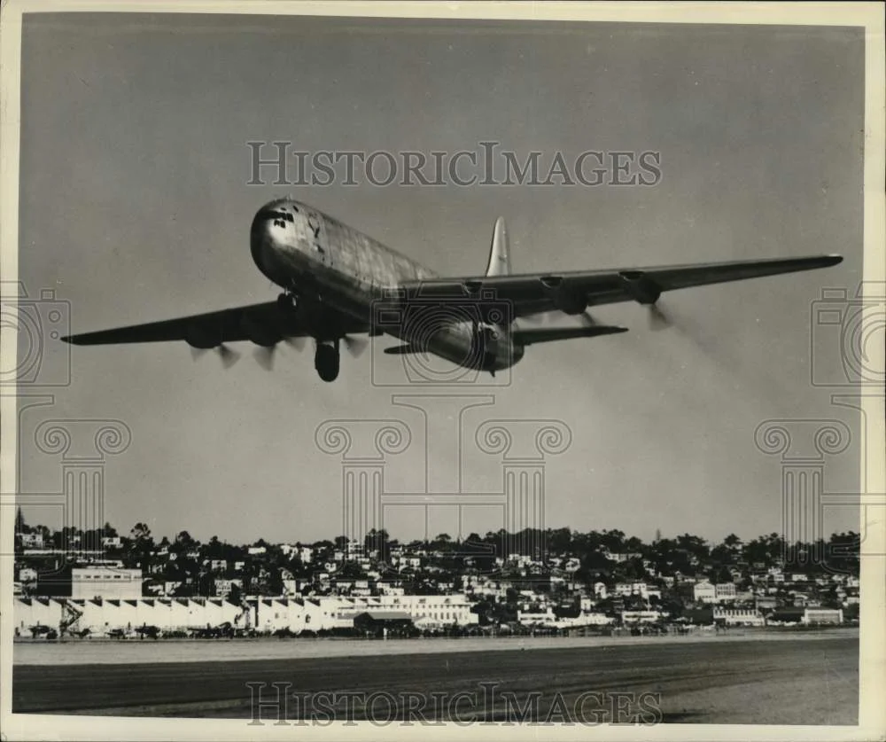 Press Photo Convair XC-99 military transport plane takes off at Lindbergh Field
