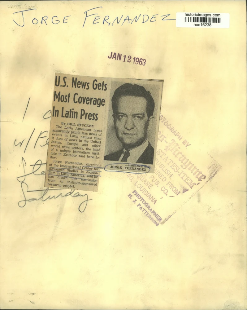 1963 Press Photo Jorge Fernandez, studies the Latin American press - noo16238 - Image 2