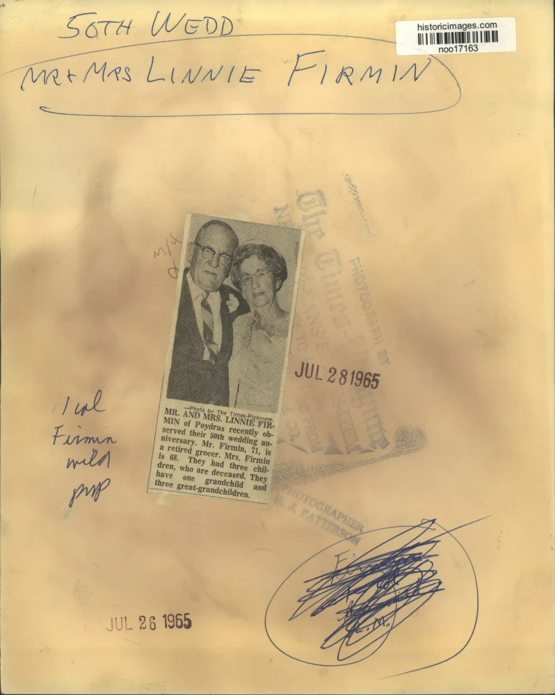 1965 Press Photo Mr. and Mrs. Linnie Firmin Celebrating Their 50th Anniversary - Image 2