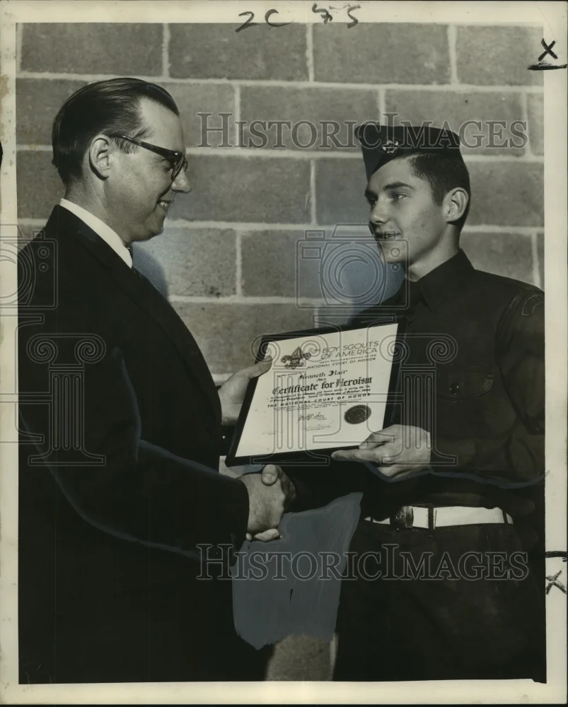 1954 Press Photo Boy Scout Recognized for Saving Life, New Orleans - noo17247