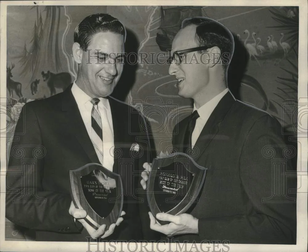 1966 Press Photo Gary Hymel & Ronald B. Rea honored by PBX Club of New Orleans