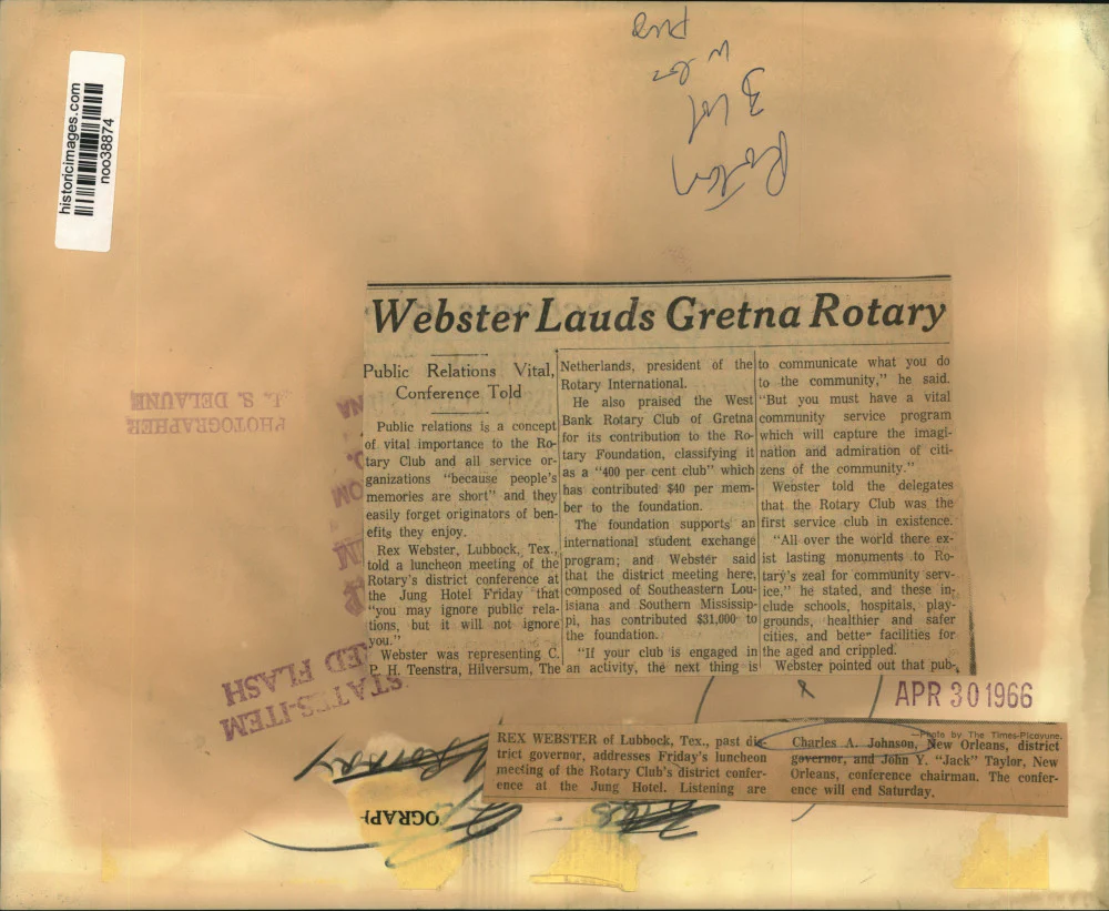 1966 Press Photo Rex Websters Speaks at Rotary Club Conference in New Orleans - Image 2