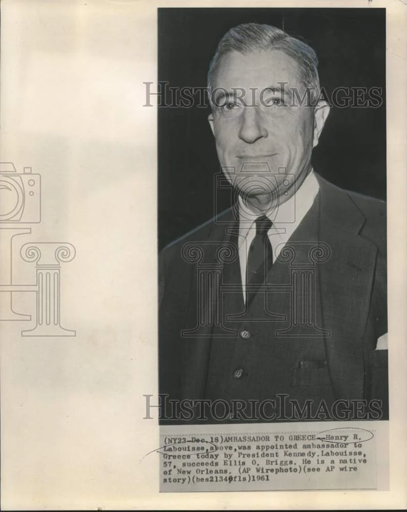1961 Press Photo Henry R. Labouisse, ambassador to Greece, native of New Orleans
