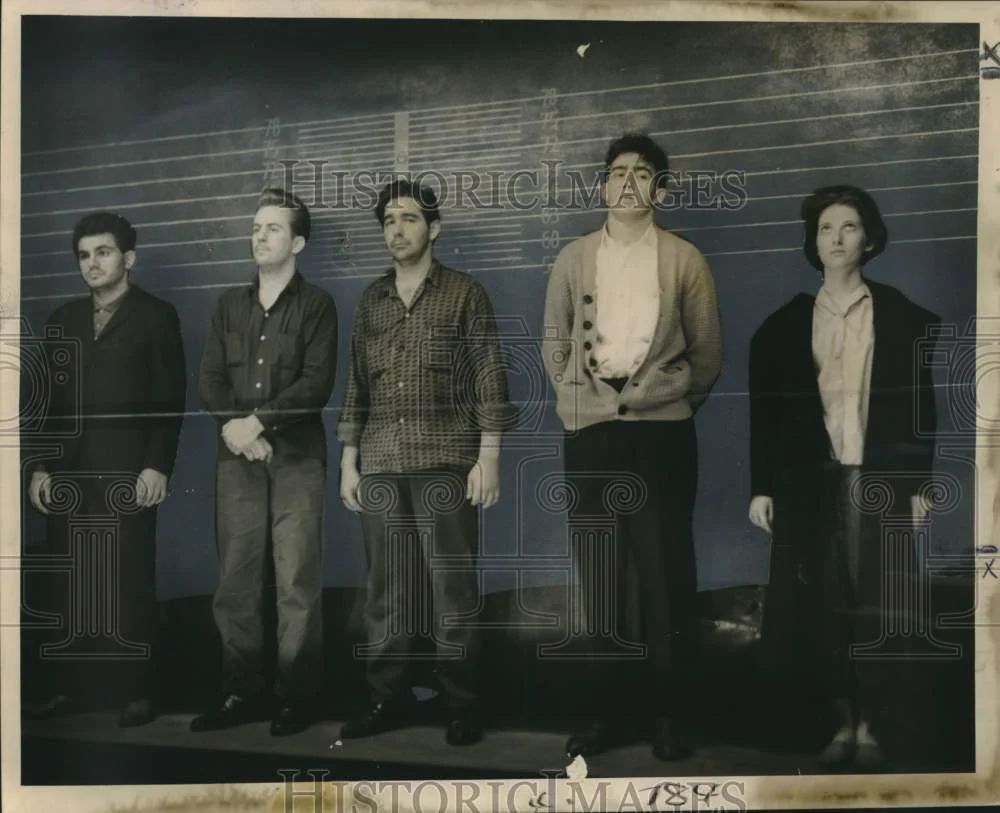 1962 Press Photo Suspects line up for identification at police showup room