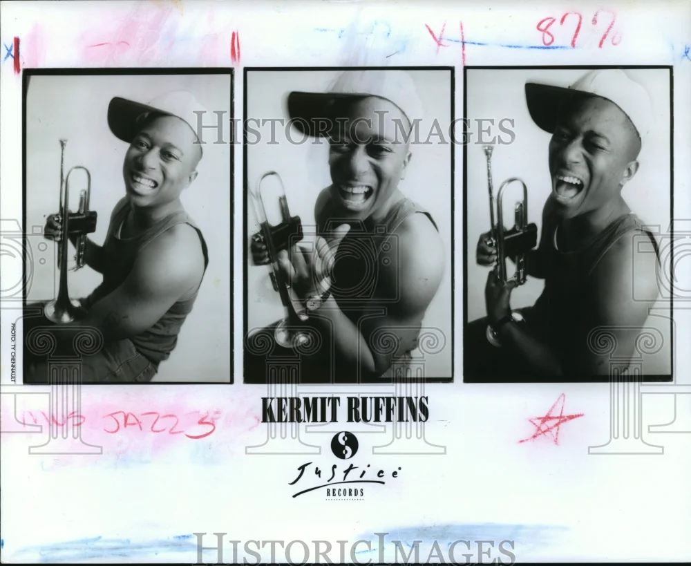 1993 Press Photo Kermit Ruffins with the Rebirth Brass Band. - nop01386