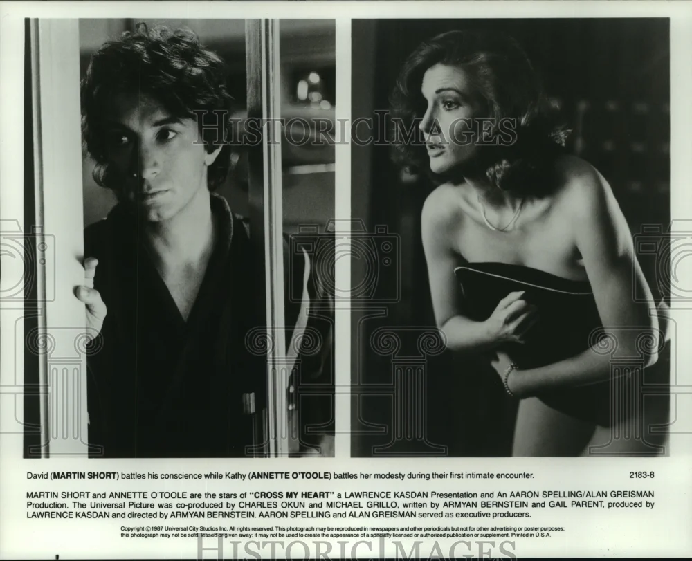 1987 Press Photo Martin Short and Annette O'Toole star in "Cross My Heart."
