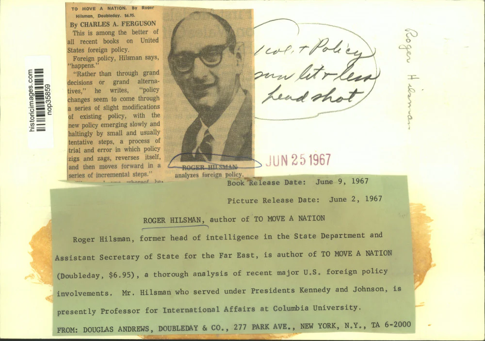 1967 Press Photo Author Roger Hilsman has a new book, "To Move A Nation." - Image 2