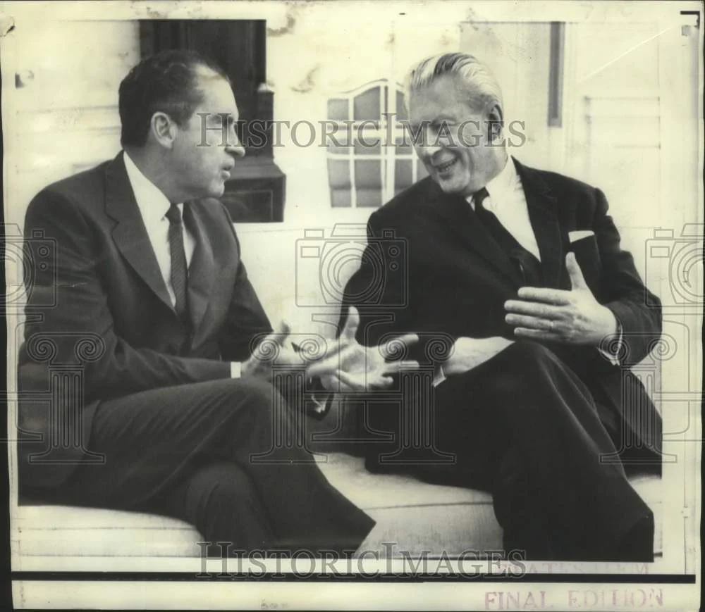 1969 Press Photo President Nixon and West German Chancellor Kurt Georg Kiesinger