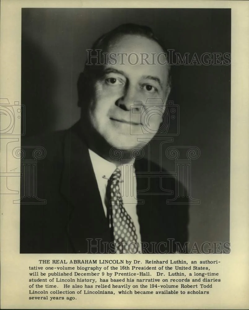 1960 Press Photo Author Dr. Reinhard Luthin of "The Real Abraham Lincoln"