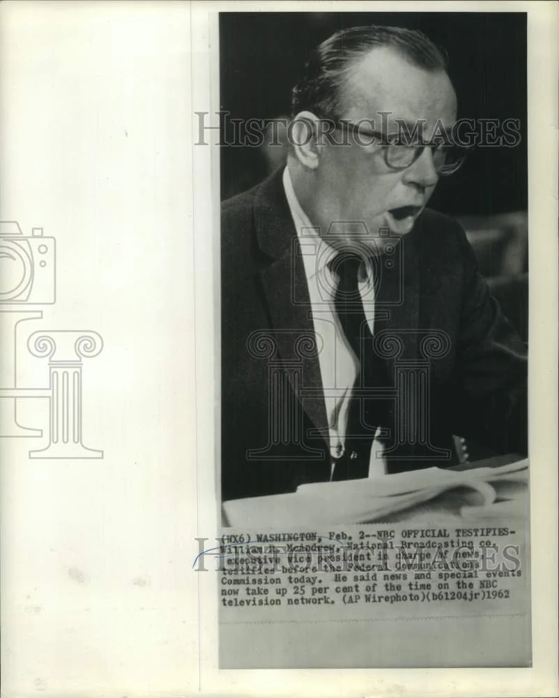 1962 Press Photo William McAndrew testifies before Federal Communications Comm.