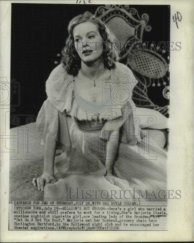 1956 Press Photo Majorie Steele, star of the play "Cat On A Hot Tin Roof"