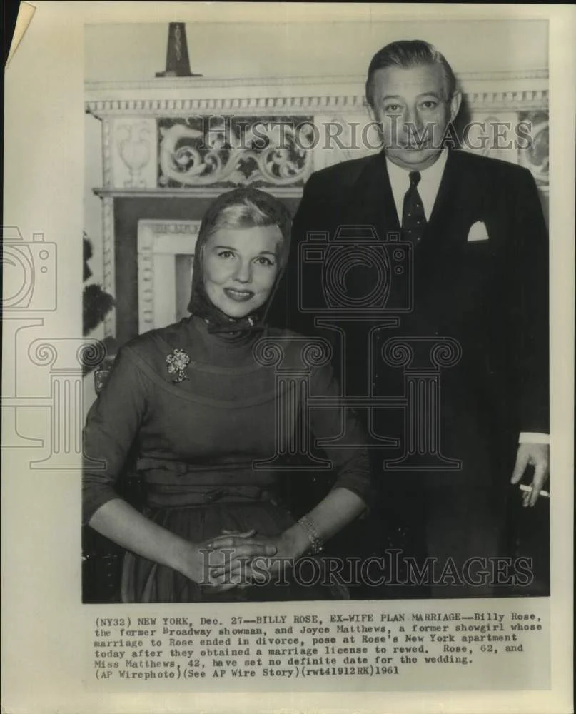 1961 Press Photo Billy Rose and former wife Joyce Matthews plan to remarry.