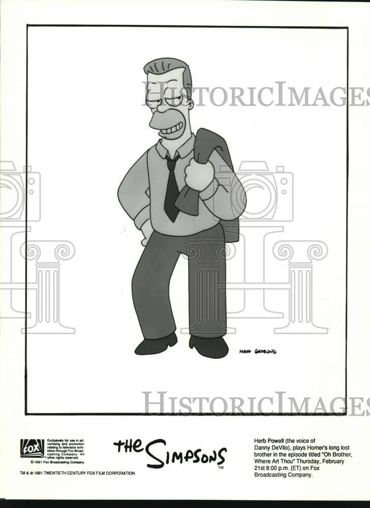 1991 Press Photo Herb Powell (Voiced by Danny DeVito) on The Simpsons