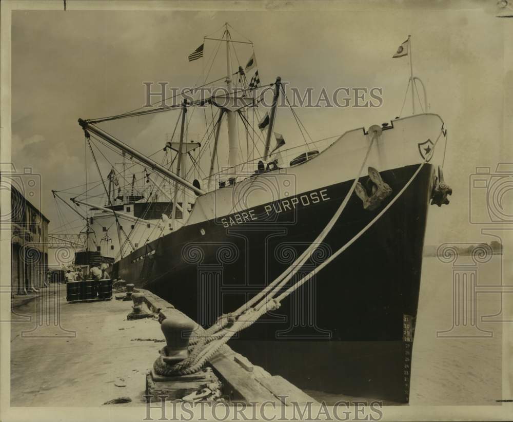 1961 Press Photo SS Sabre Purpose docked at Market Street Wharf - not07120