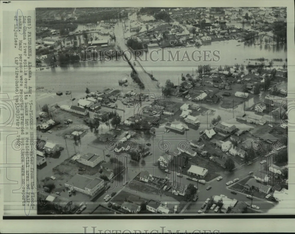 1967 Press Photo Flooding Chena River in Fairbanks, Alaska - now00876