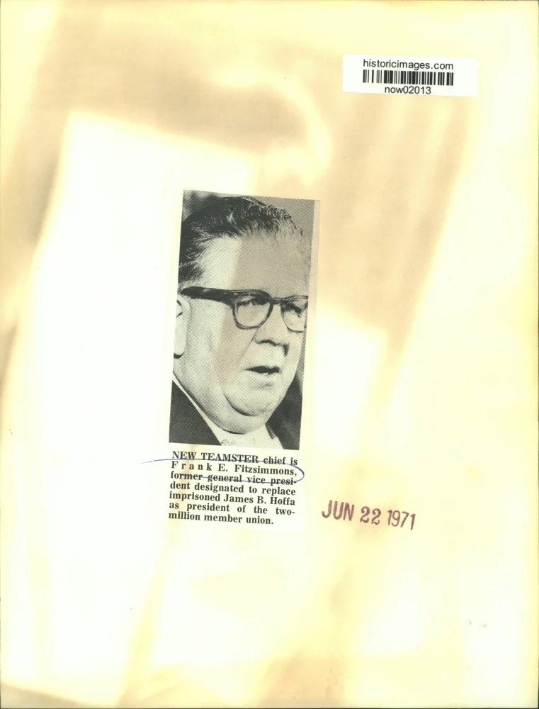 1971 Press Photo New Teamster chief, Frank Fitzsimmons - now02013 - Image 2
