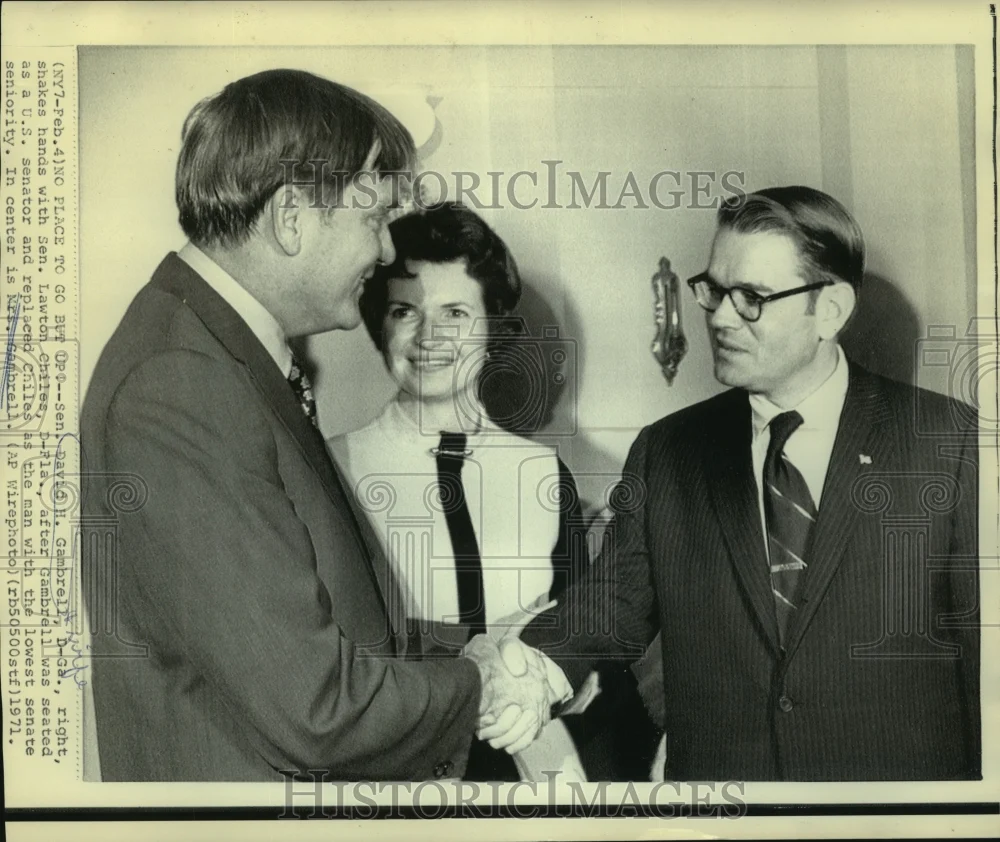 1971 Press Photo Sen. & Mrs. David Gambrell with Sen. Lawton Chiles - now02266