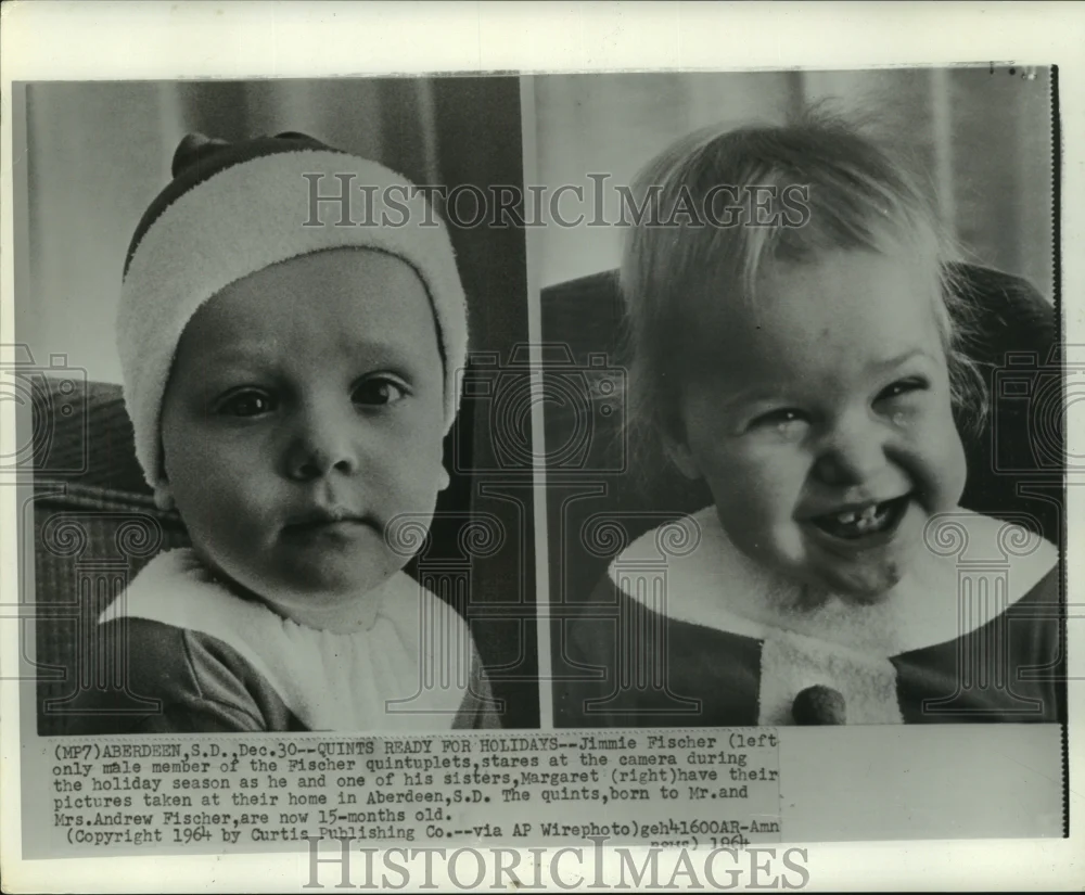 1964 Press Photo Jimmie, left, and Margaret Fischer of the Fischer quintuplets