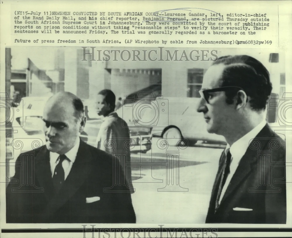 1969 Press Photo Laurence Gander & Pogrund, newsmen, convicted in South Africa