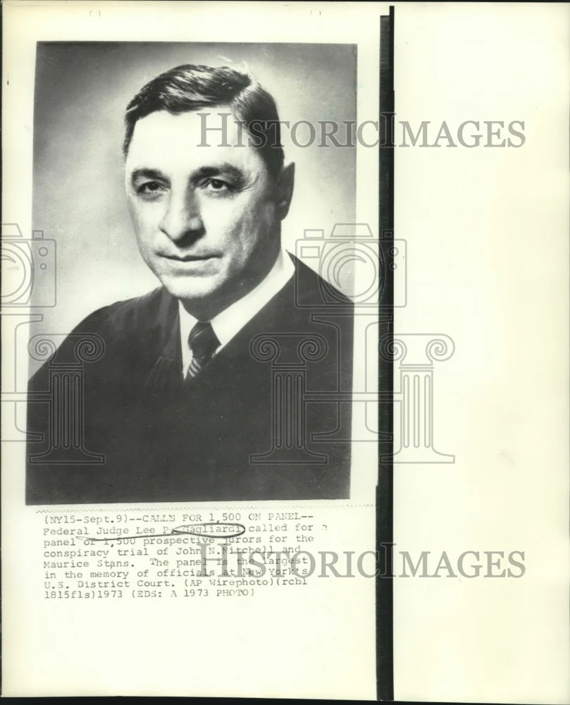 1973 Press Photo Federal Judge Lee Gagliardi presides over Mitchell-Stans trial
