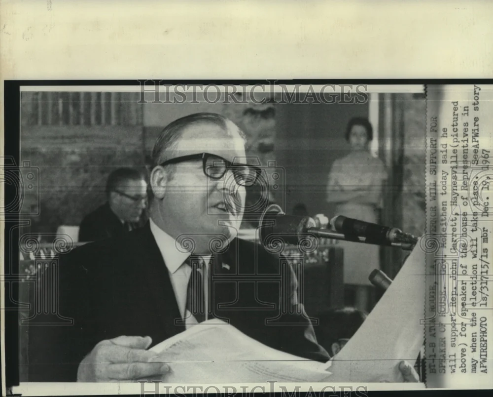 1967 Press Photo Gov. McKeithen will support Rep. Garrett for House speaker