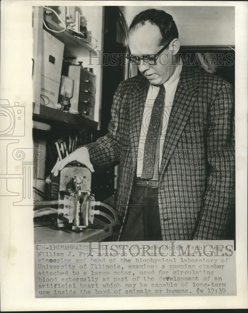 1959 Press Photo William Fry, researcher & developer of artificial heart