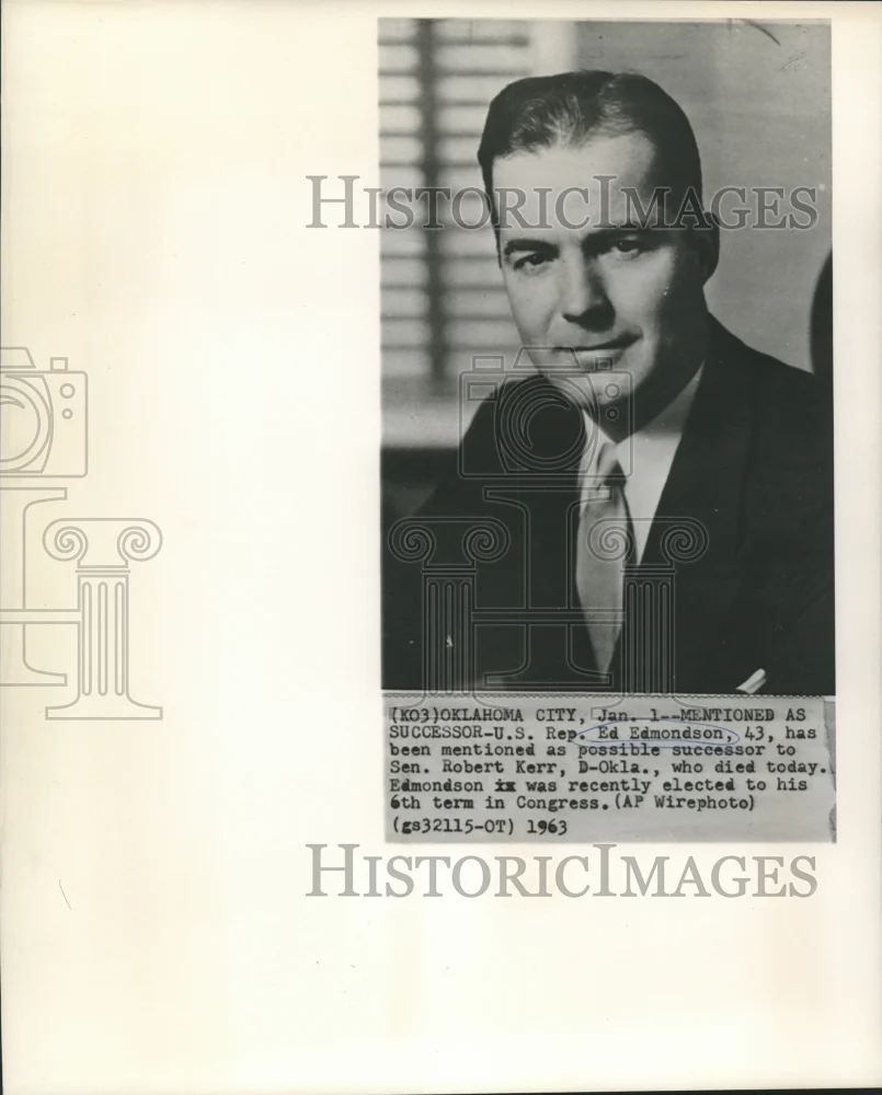 1963 Press Photo Possible successor to Senator Kerr is Representative Edmondson