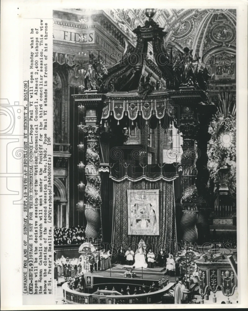 1963 Press Photo Closing second session of Counciliator with Pope Paul VI